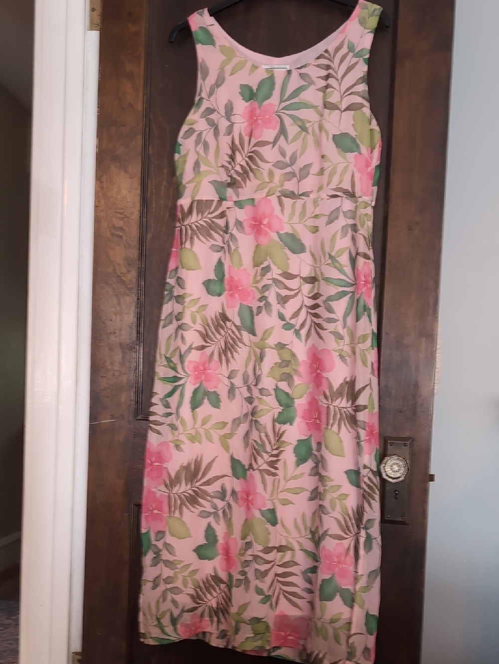 Kentucky Derby Tropical Sleeveless Pink Floral Maxi Dress Size 12